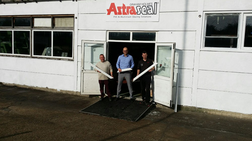 Sales and marketing manager, Zachary Nedimovic (centre), outside Astraseal’s new factory Sales and marketing manager, Zachary Nedimovic (centre), outside Astraseal’s new factory