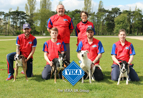 Dan Culley (2nd from right) with dog Tactic, and team mates (L-R): Ross with Nimbus, Ashley with Oz, Gaz, Sarah, and Kate with Luna.