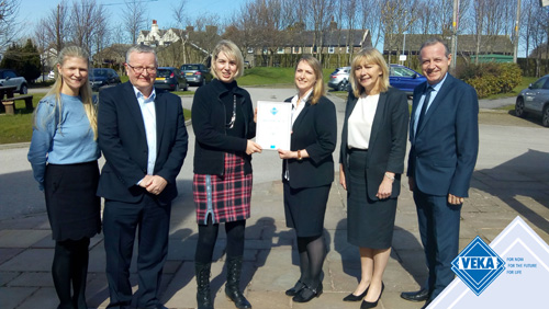 (left to right): Nicola Woods (Veka purchasing manager), Graham Norris (Veka buyer), Janine Jacques (Veka buyer), Katheryn Howarth (Veka supply chain manager), Caroline McWaters (Baerlocher UK account manager), Andrew Tate (Baerlocher UK commercial director)